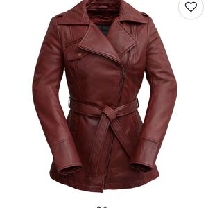 Whet Blu NWT Women's Burgundy Leather Asymmetrical Zip Belted Jacket XL Gorgeous